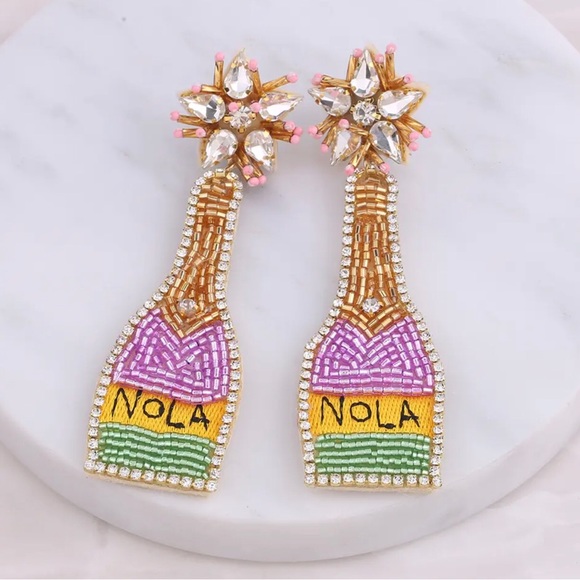 Jewelry - Mardi Gras. Beads Bottle Earrings For Women Boho Dangle Drop.